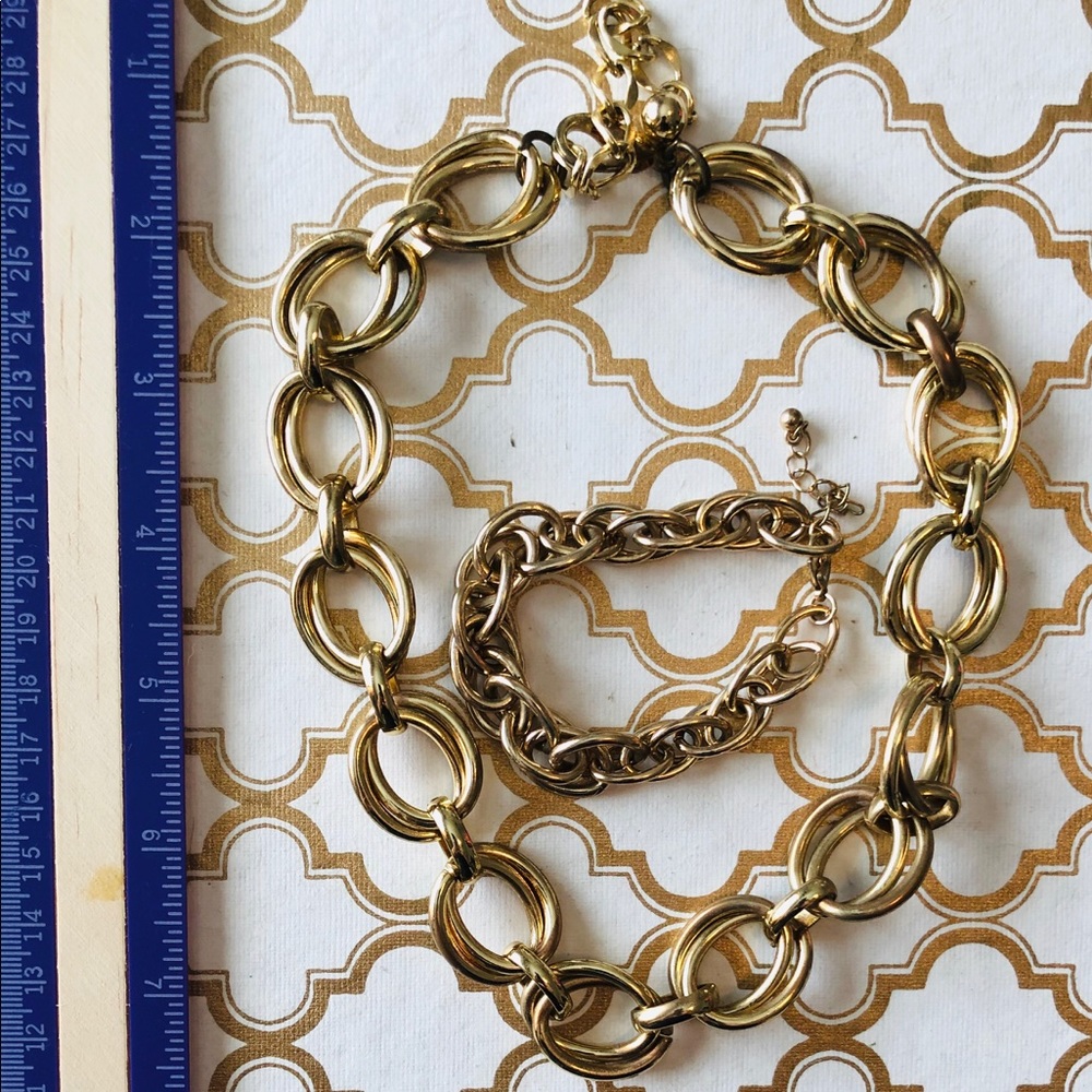 Old Navy gold chain necklace and bracelet set
